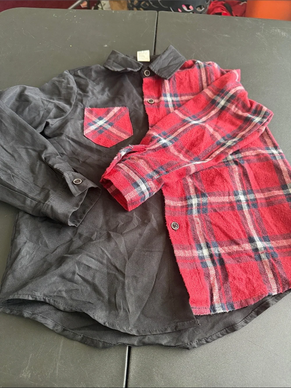 Kids Black and Red Plaid Button-Up Shirt